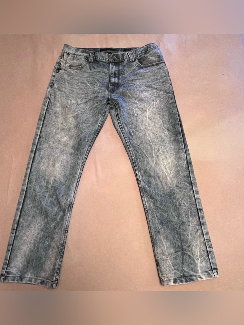 PD&C Men's Faded Blue Slim Straight Jeans